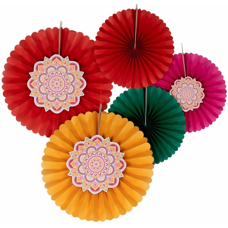 5 Diwali colorful paper rosettes