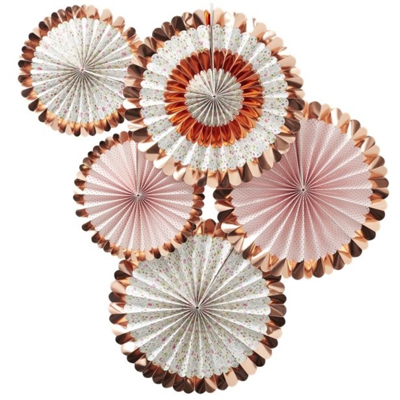 5 paper rosettes golden flower