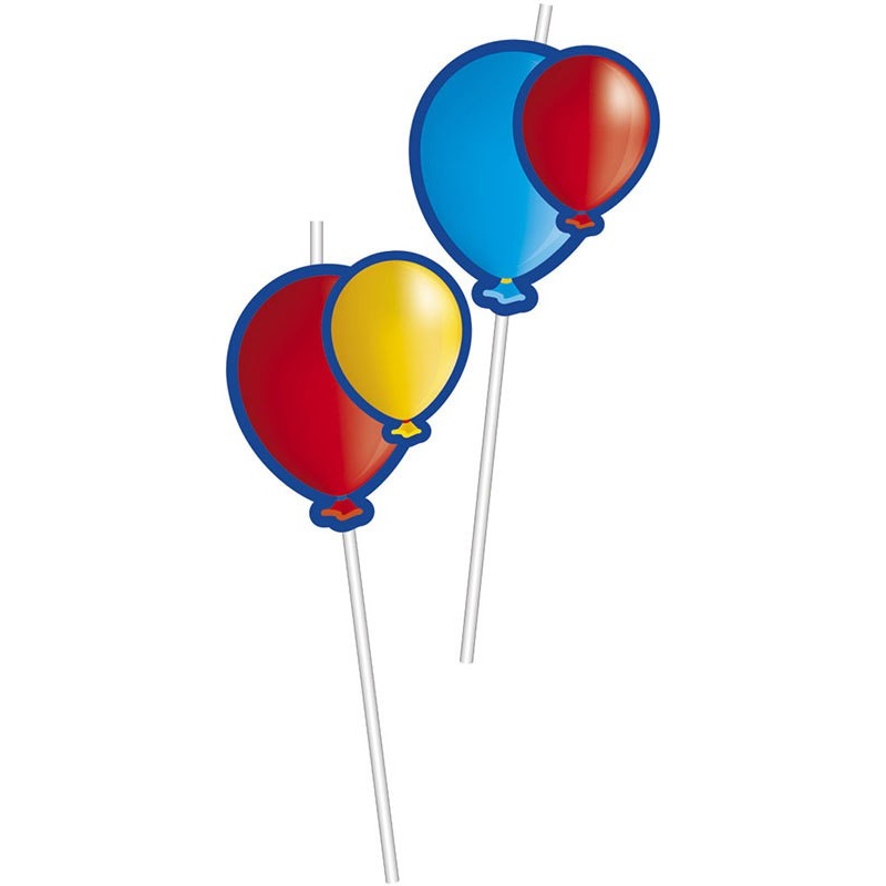 6 crazy balloon party straws 24cm