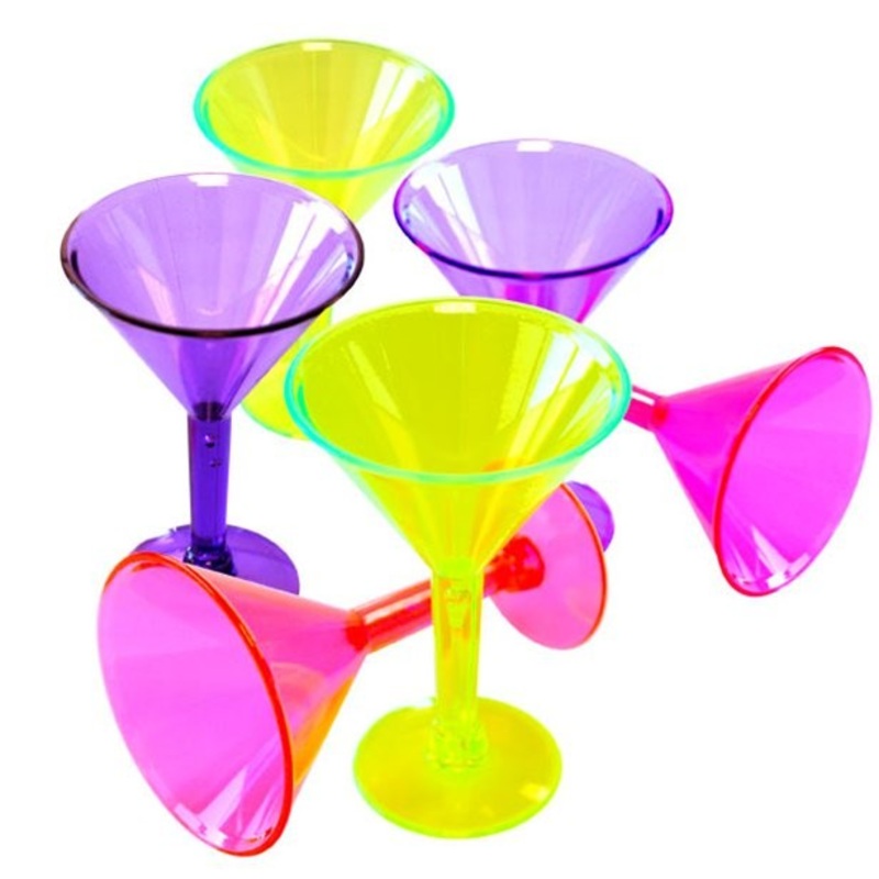 6 neon martini glasses 42ml