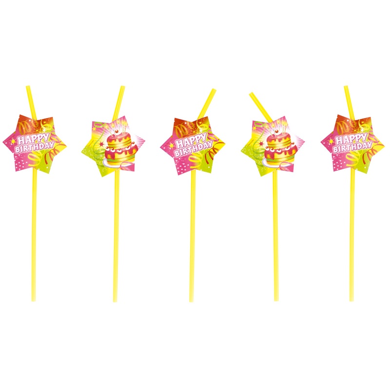 8 birthday cake straws 24cm