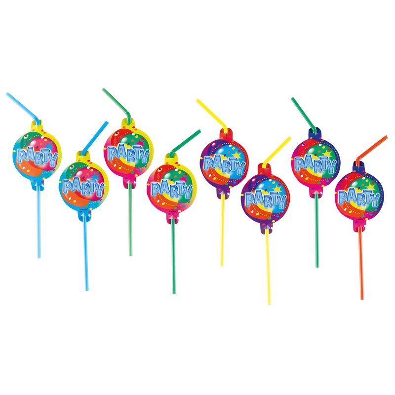 8 party fun straws 24cm