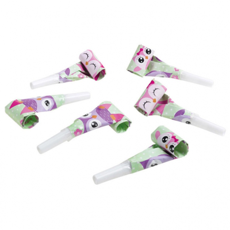 Cute pair of owls with air trumpets, 8 pieces