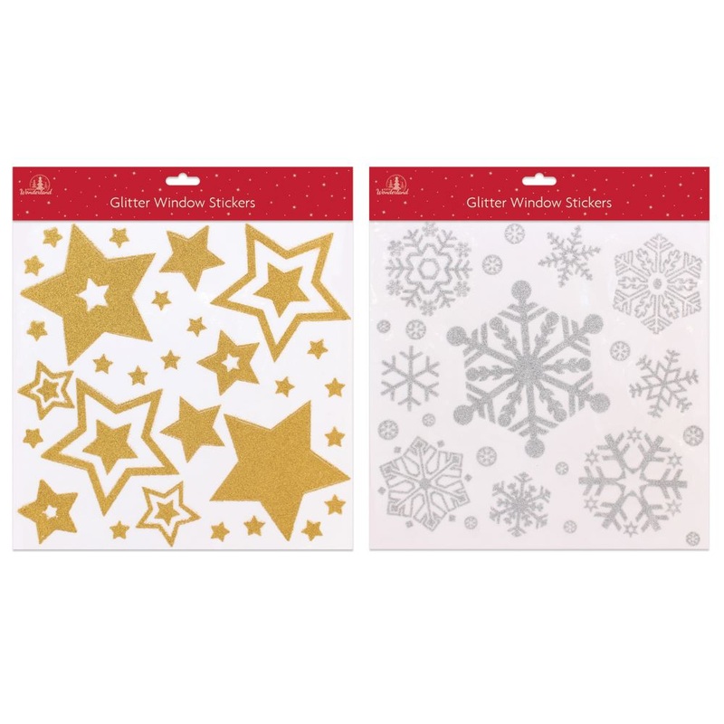 Glittering snowflakes window stickers