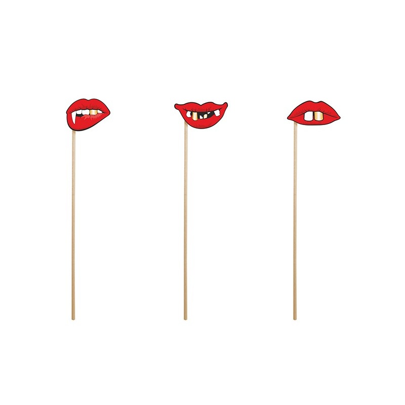 3 Crazy Lips Photobooth Props 24cm