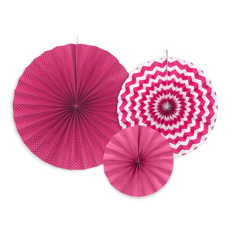 3 pattern mix paper rosettes pink