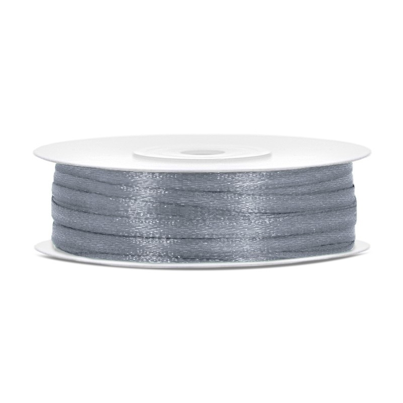 50m satin ribbon gray 3mm wide