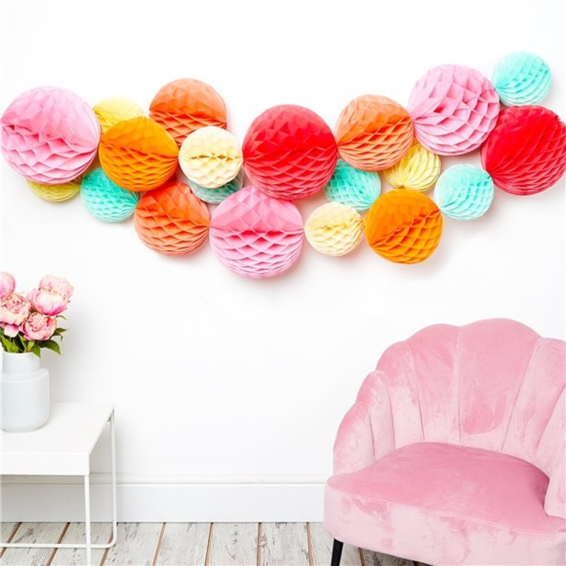 Colorful honeycomb ball decoration set