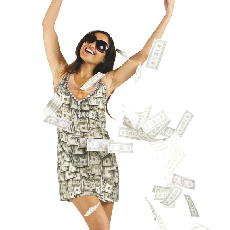 Dollar bills mini dress for women S