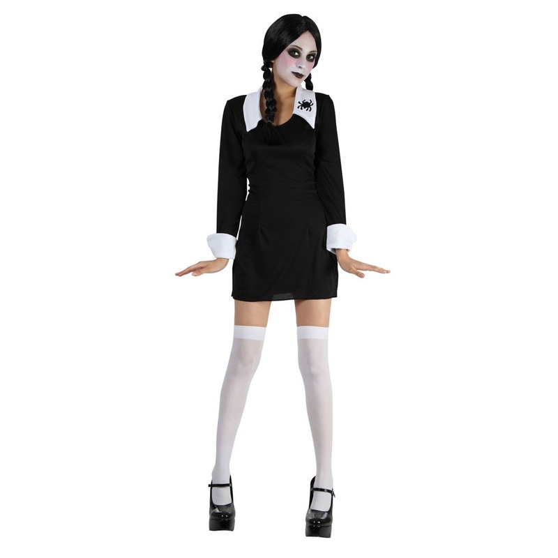 Gothic school girl Wednesday child costume S