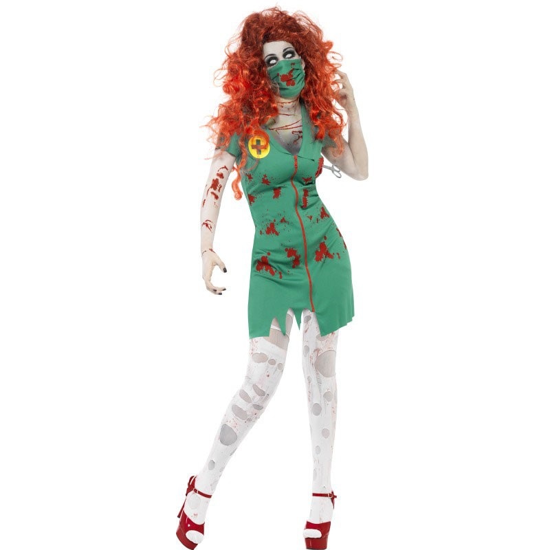 Halloween costume undead nurse green S
