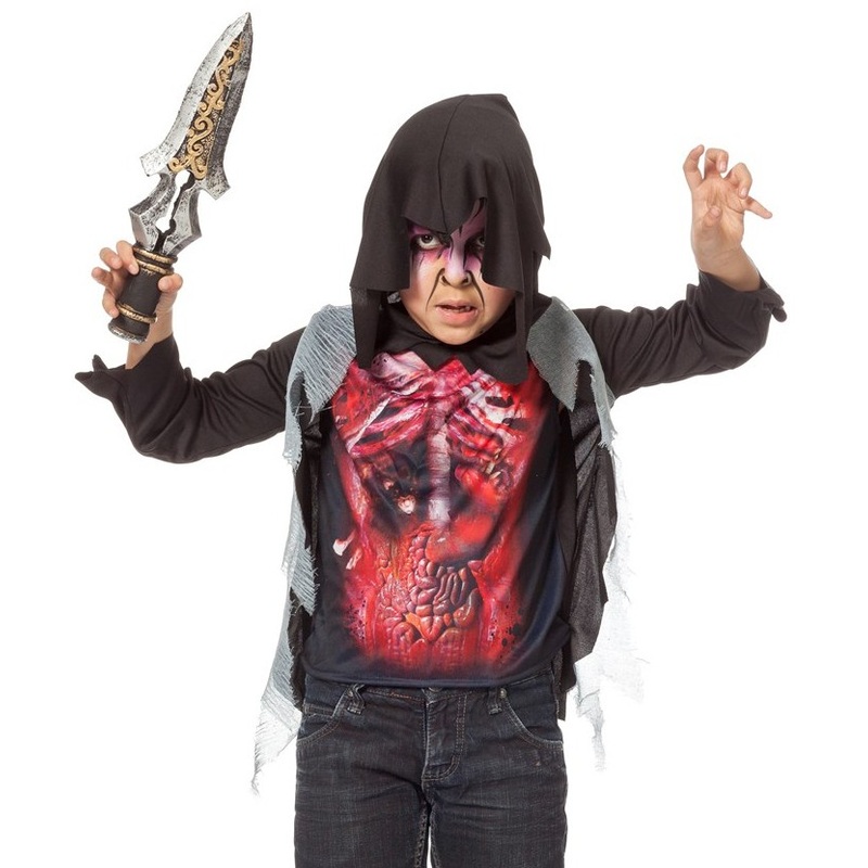 Horror shirt in zombie look for children in black and red M