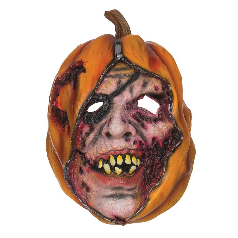 Pumpkin face with zipper and wounds