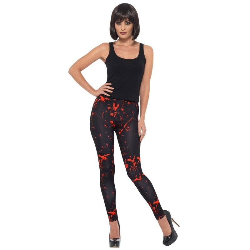 Black blood splatter leggings for women