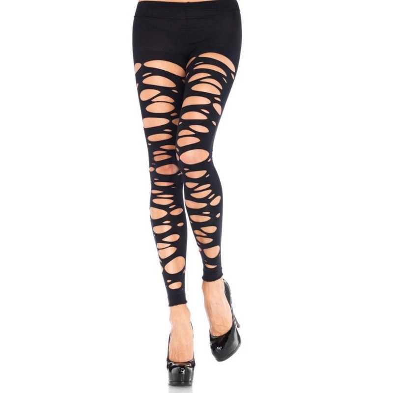 Black perforated women's leggings Louisa