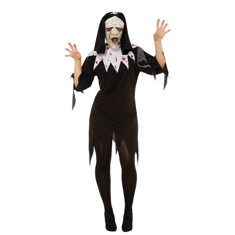 Bloody horror nun costume for women black