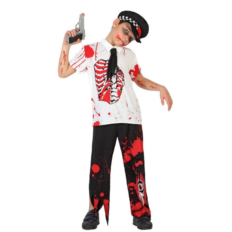 Bloody horror police officer child costume
