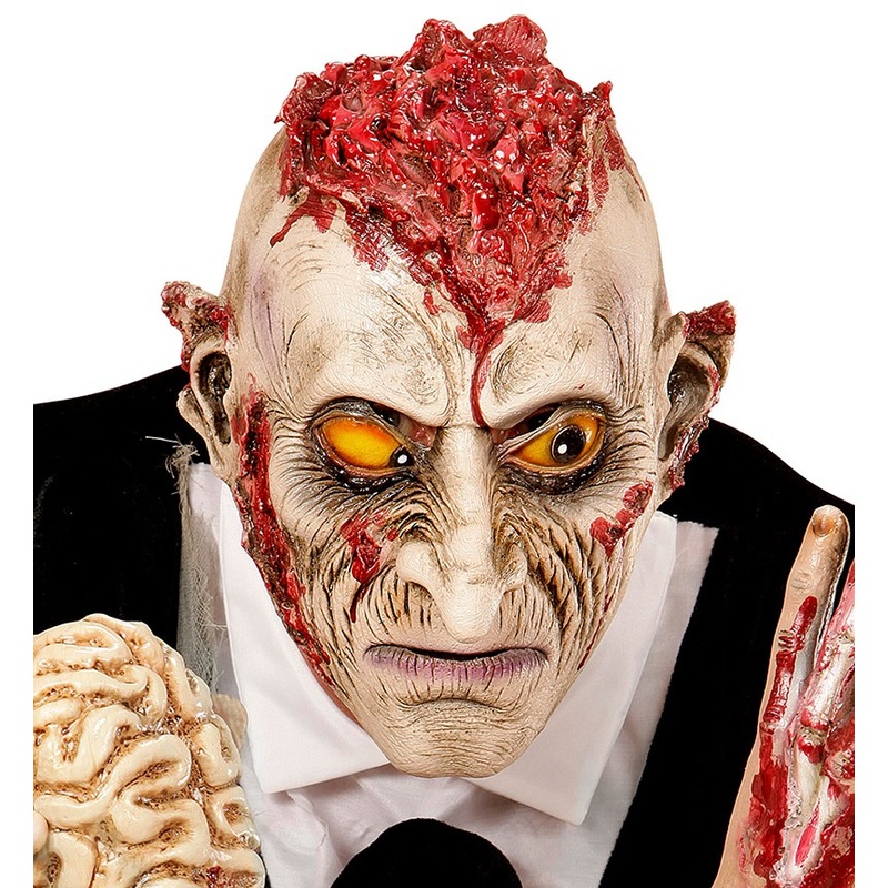 Bloody zombie with head wound mask