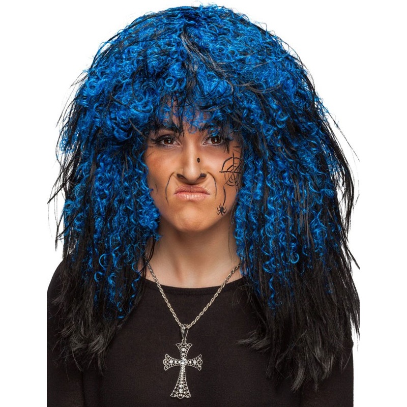 Blue curly witch wig for women