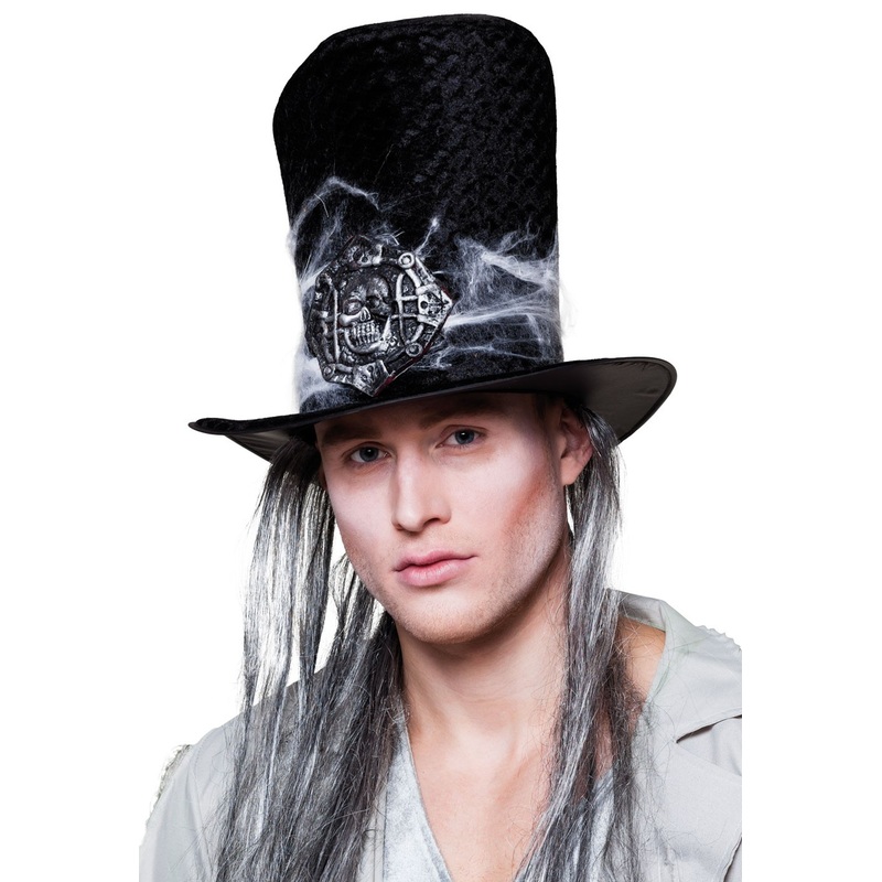 Gloomy skeleton hat with cobwebs