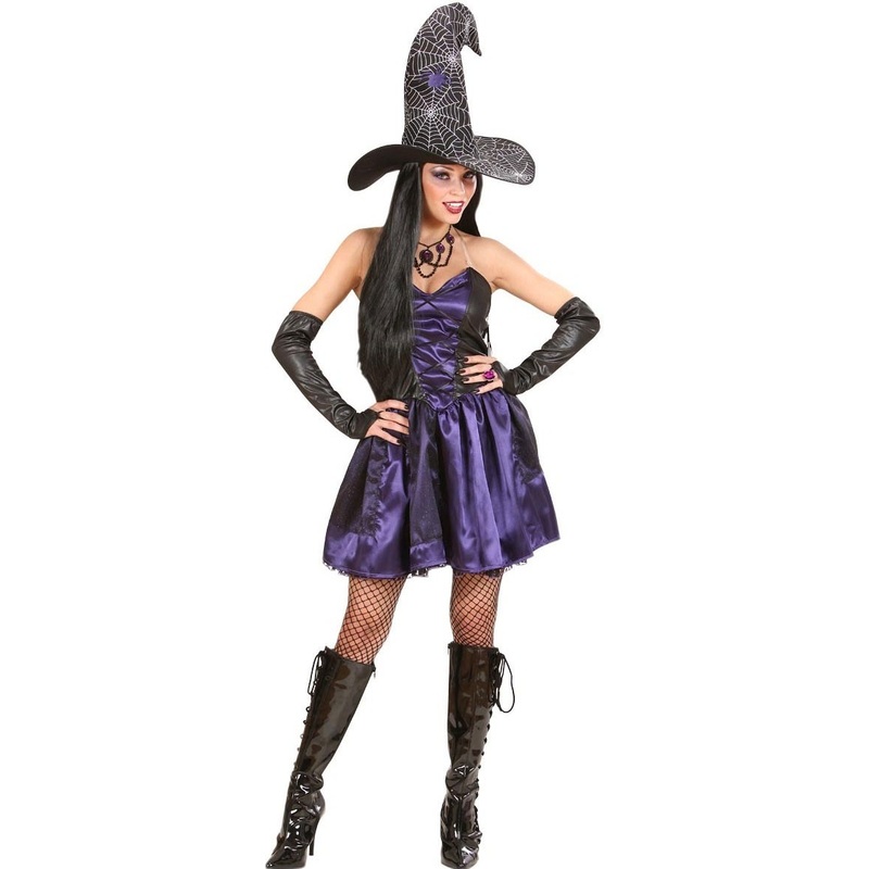 Halloween costume witch sexy satin purple S