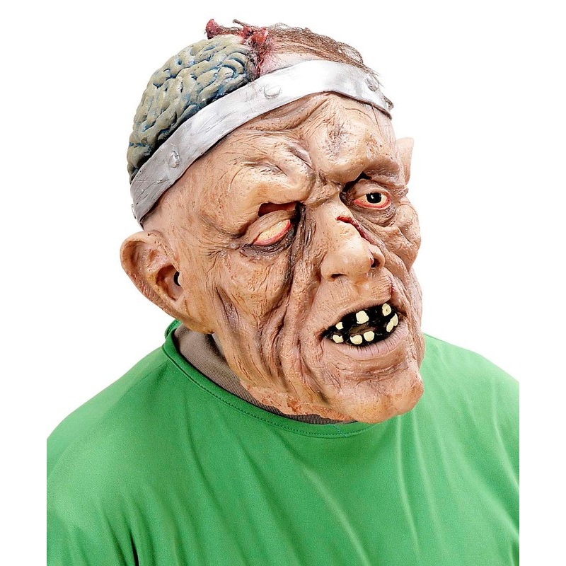Horror mask patient open brain