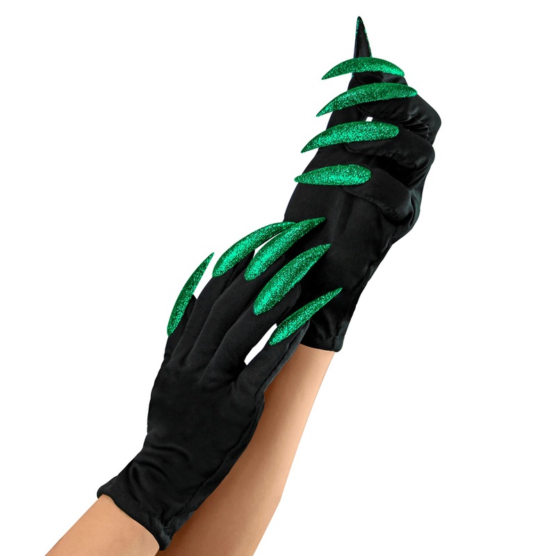 Witch gloves with green fingernails
