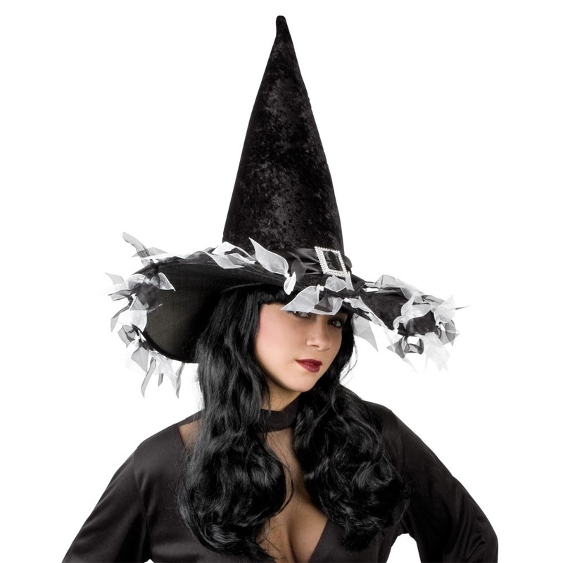 Witch hat black white buckle loops