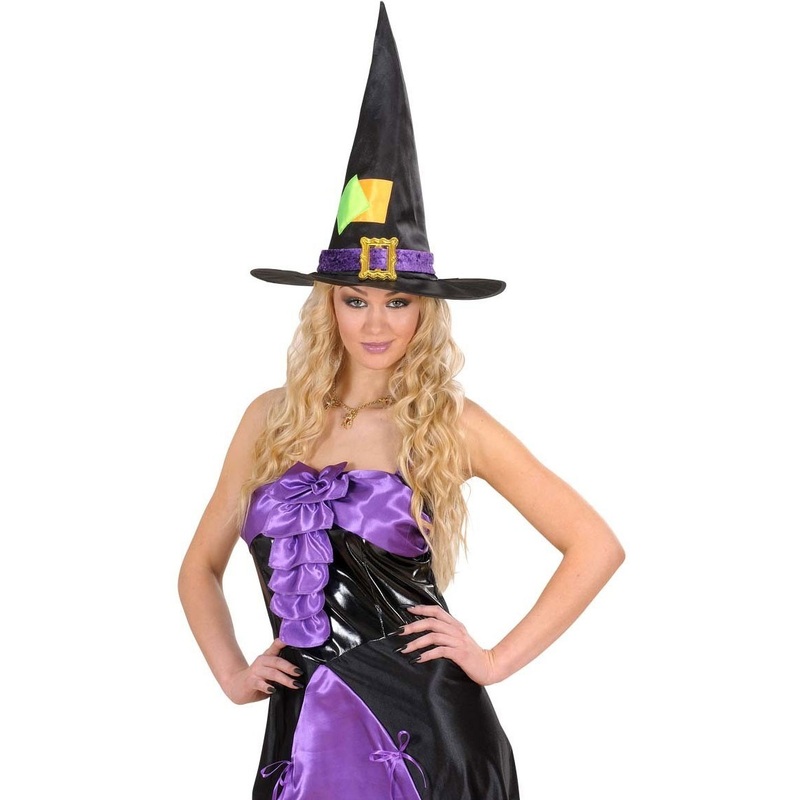 Witch hat patches black multicolored buckle