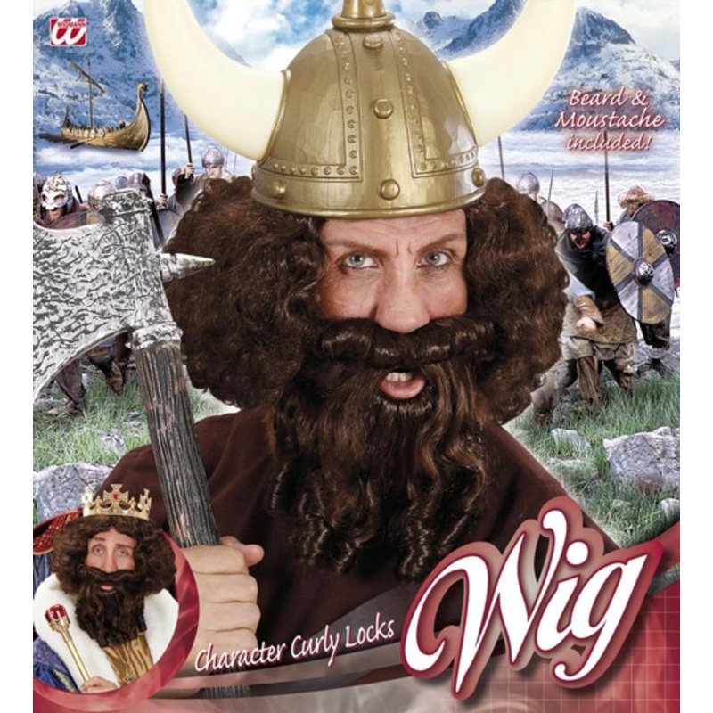 Brown King Viking wig with beard
