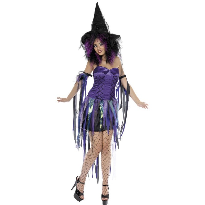 Fringed witch costume women purple M