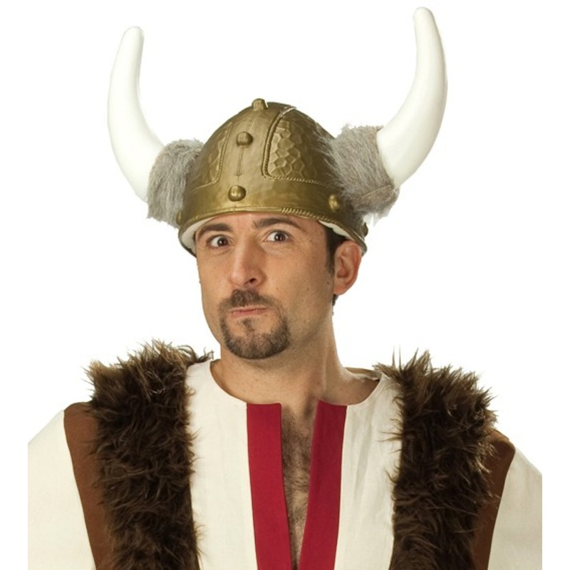 Fur-trimmed Viking helmet with padding inside