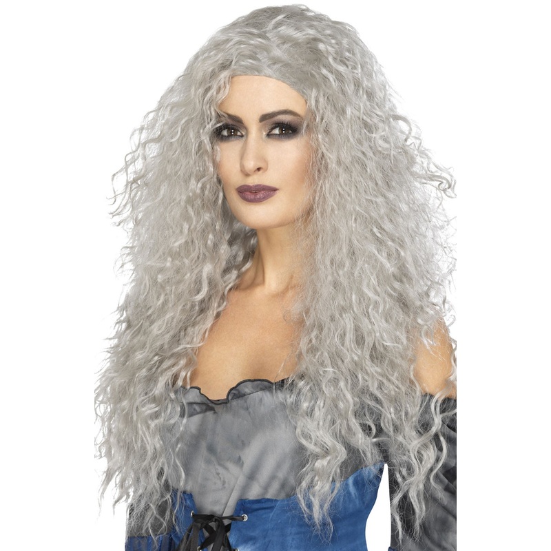 Gray curly hair long hair wig
