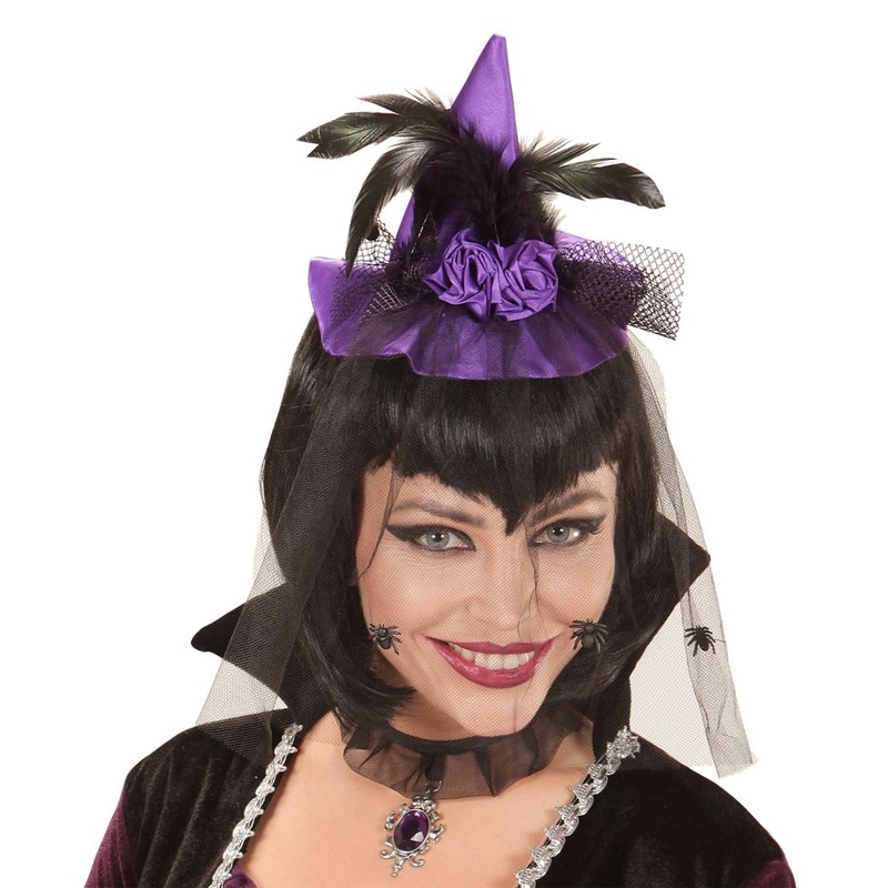 Purple witch hat headband with tulle