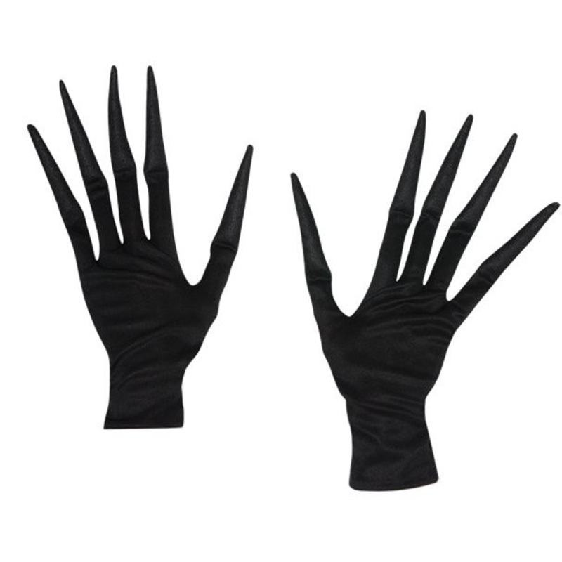 Scary long finger gloves black