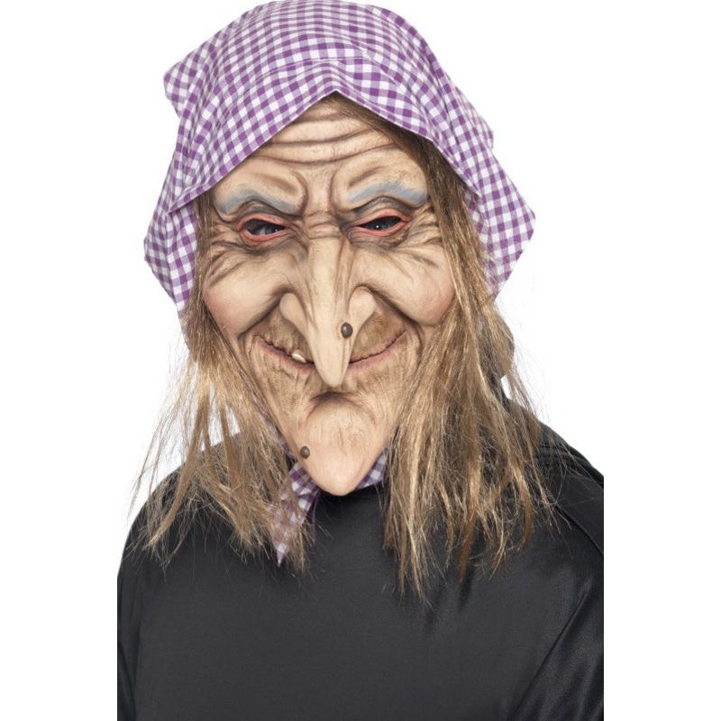 Scary witch mask hair headscarf