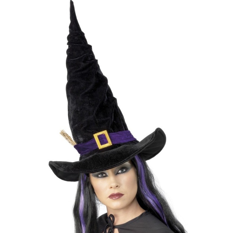 Witch hat large purple ribbon