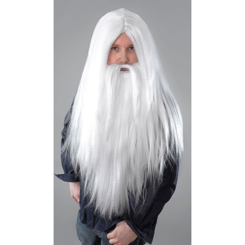 Wizard Wig with Beard White