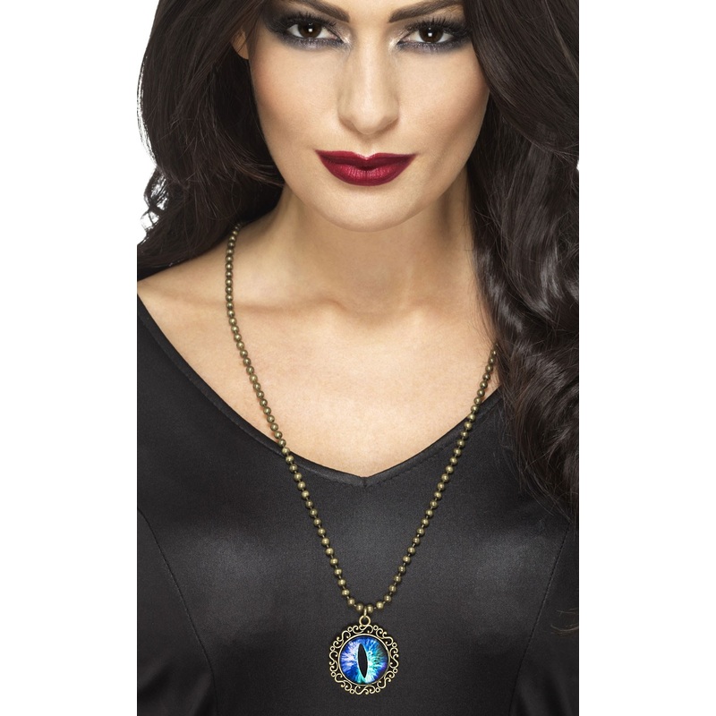 Golden necklace with blue eye pendant