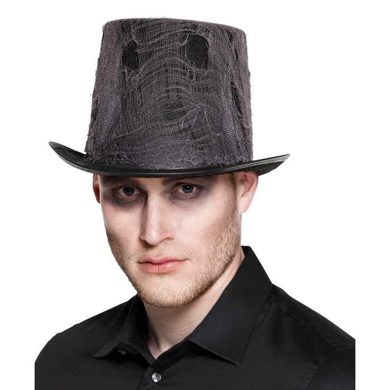 Top hat with tattered fabric