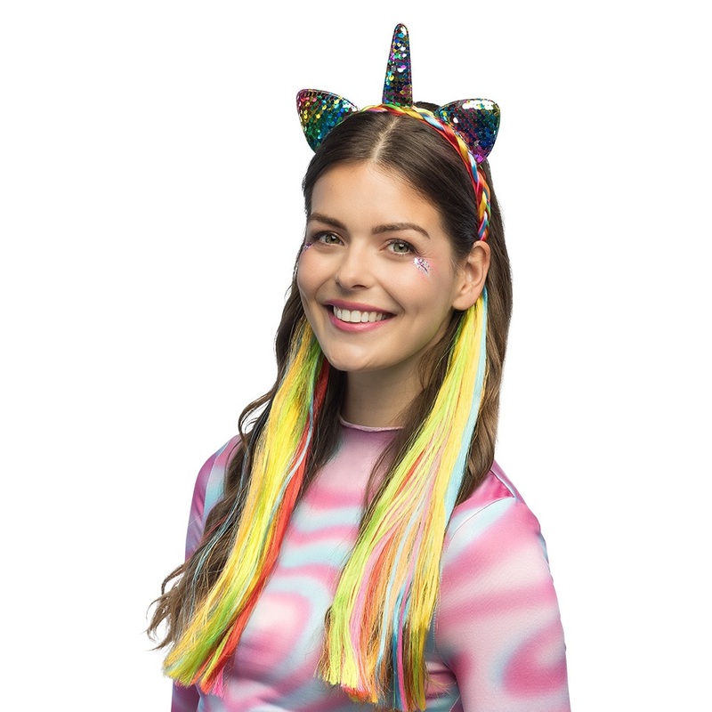 Unicorn tiara with colorful rainbow fringes