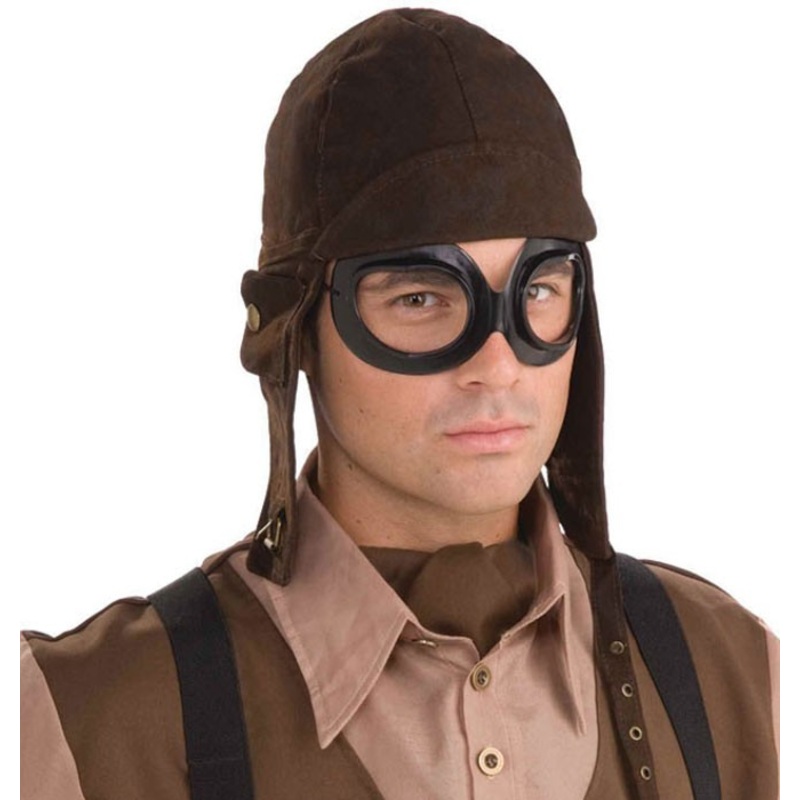Aviator cap steampunk with glasses