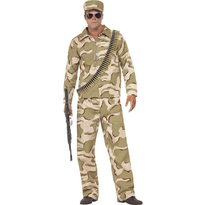 Camouflage troops military costume for men beige M