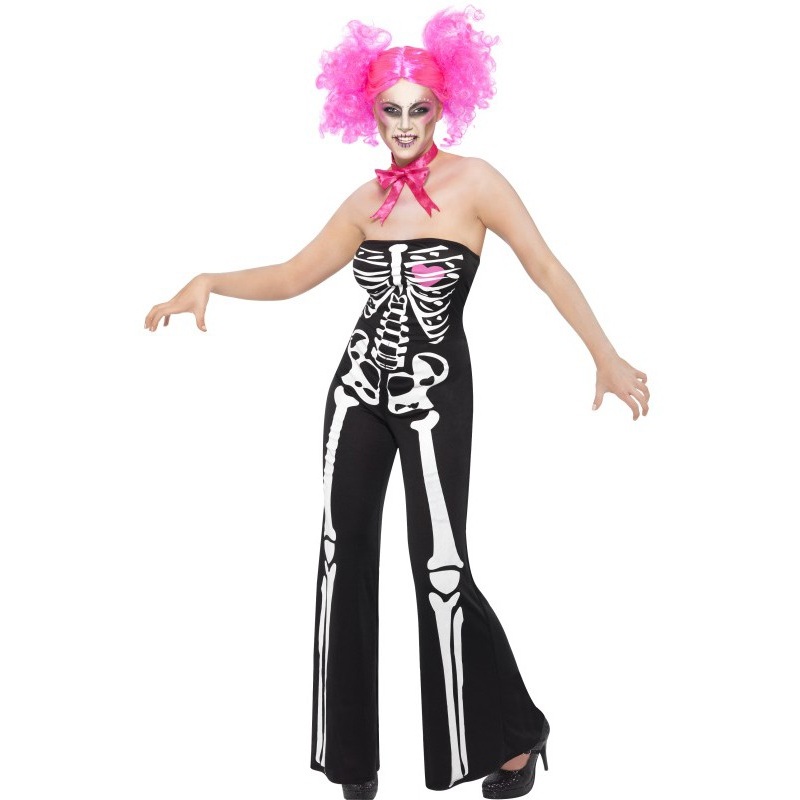Elegant skeleton lady jumpsuit black 32-34