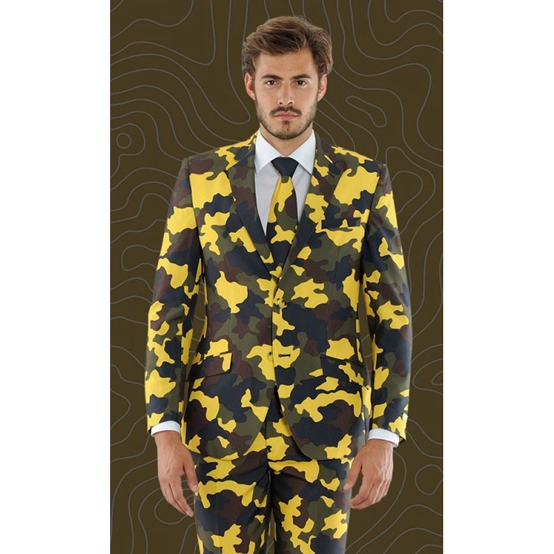 Neon yellow camouflage party suit for men 48