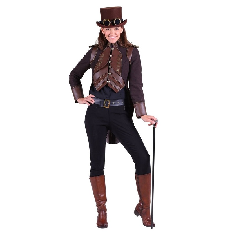 Noble steampunk ladies jacket in brown XS