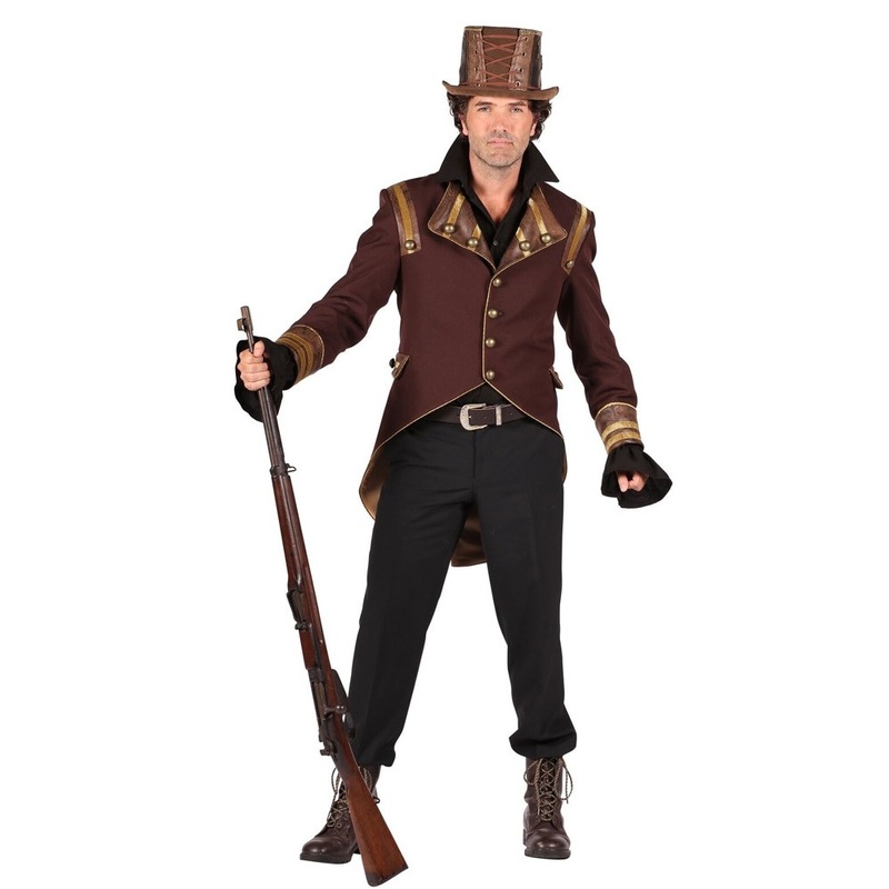 Noble steampunk men's jacket in brown S