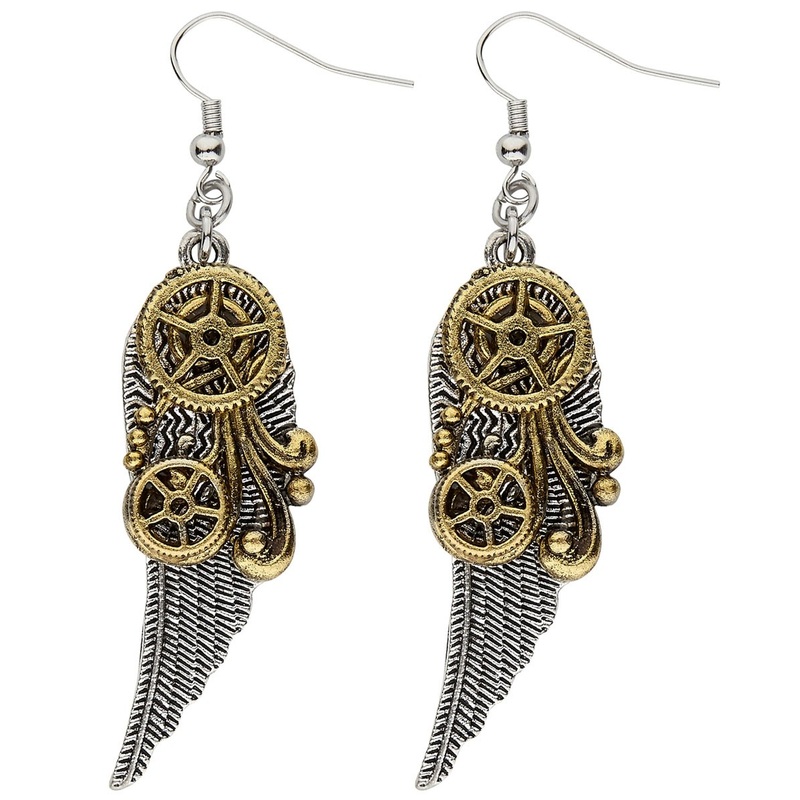 Steampunk wing earrings