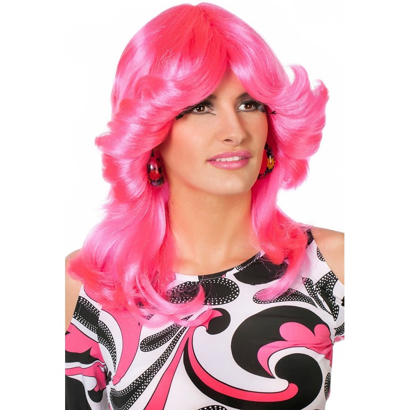 70s hair dryer wig pink