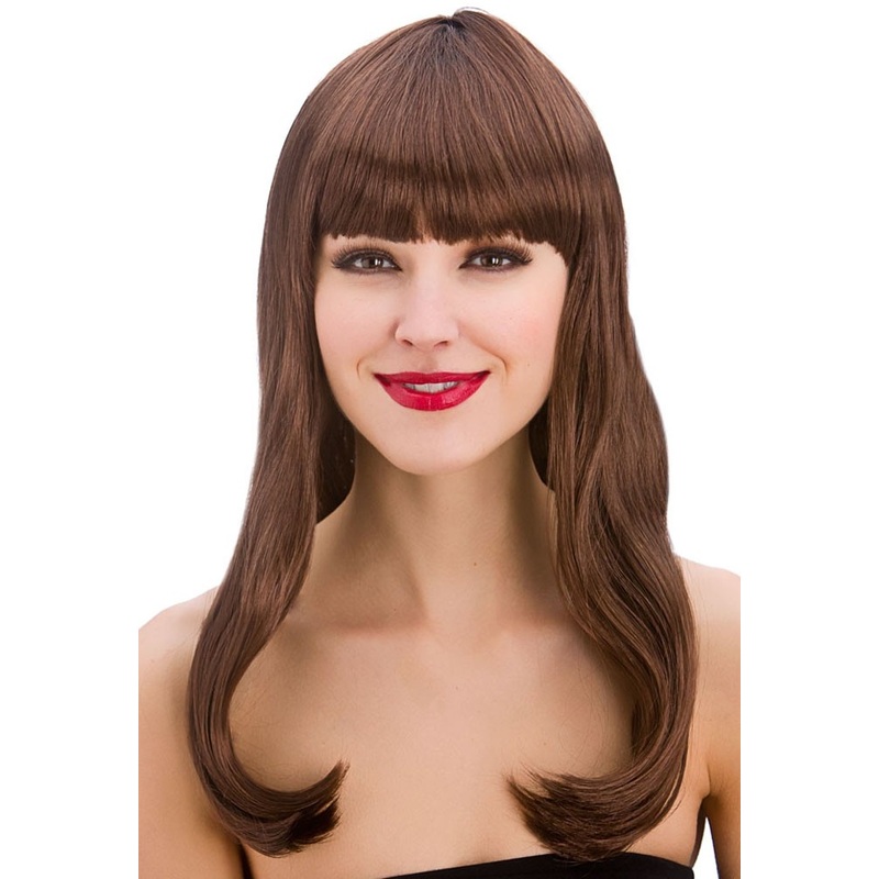 Brown beauty wig with a slight wave